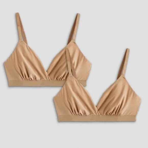 NWT Quince Second Skin Crossover Bralette (2-pack) in Sand Size Small - Picture 7 of 7